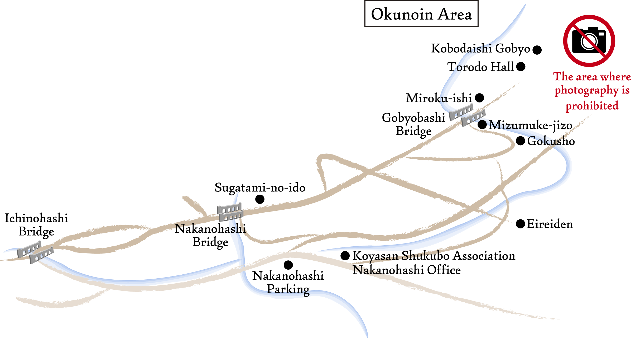 Map of Okunoin precincts