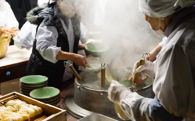 画像：饂飩接待